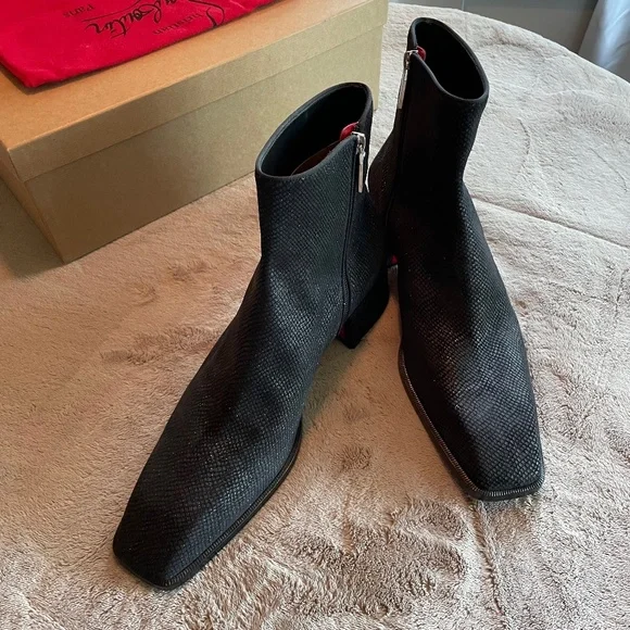 Christian Louboutin Fever Flat Crosta Vegas Black 10.5 Ziggissimo Forever - Boots - Patchwork watersnake leather  main image 4